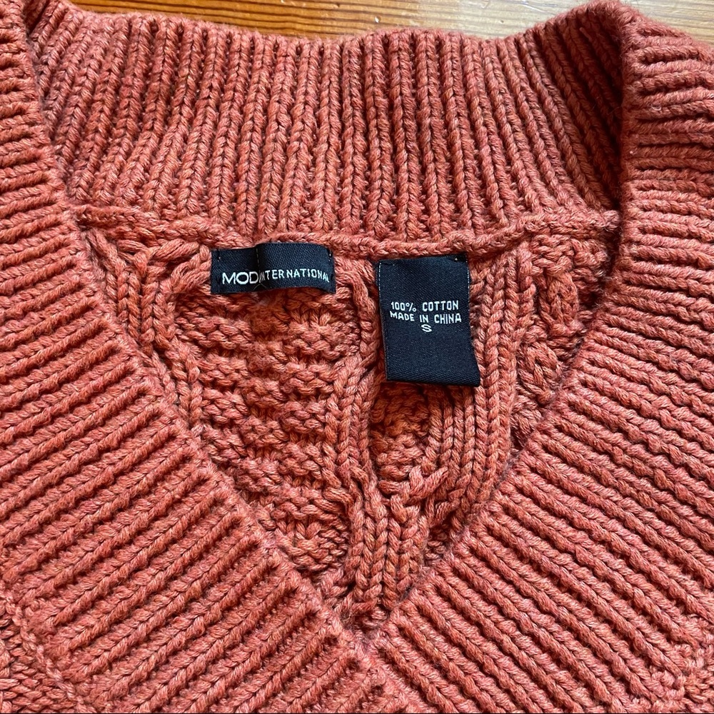 MODA International Orange Chunky Knit Sweater - Picture 4 of 7